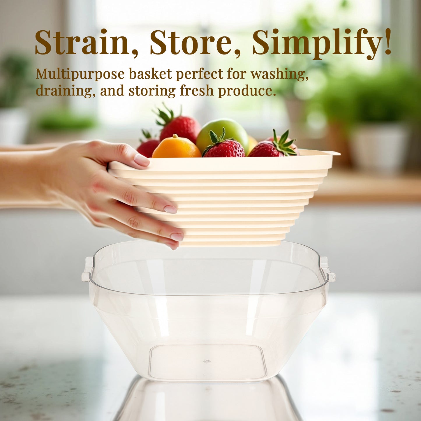 Plastic Kitchen Vegetable Drain Basket, Fruit and Vegetable Multifunctional Strainer