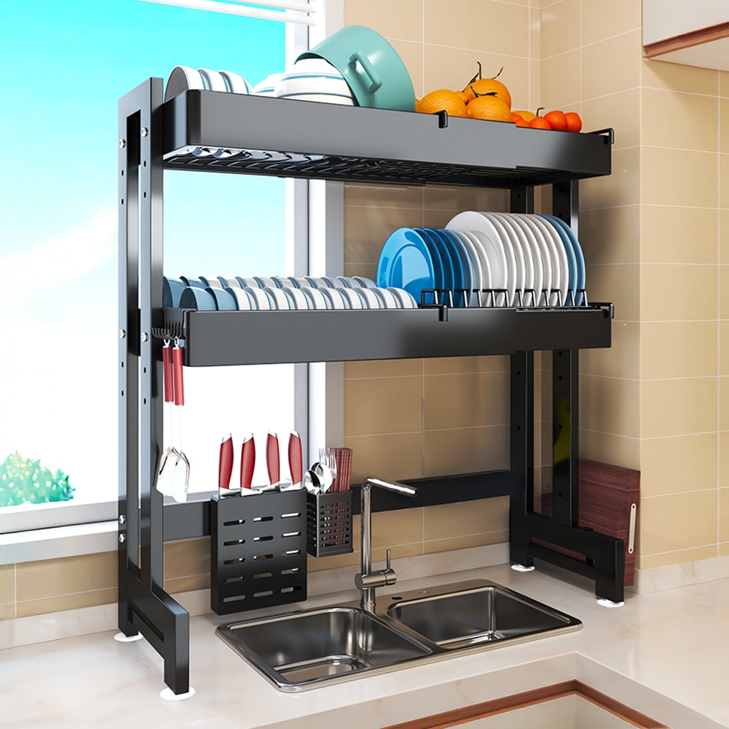 Over Sink Dish Drying Rack, 2-Tier