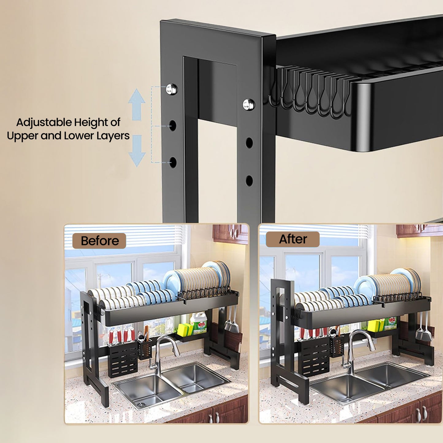 Over Sink Dish Drying Rack – Adjustable, Expandable, and Rust-Resistant Dish Drainer