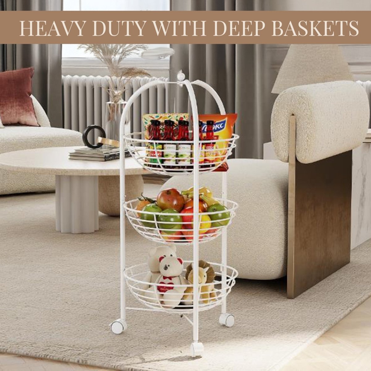 3 - Layer Kitchen Trolley with Wooden Accents - RUBHUB