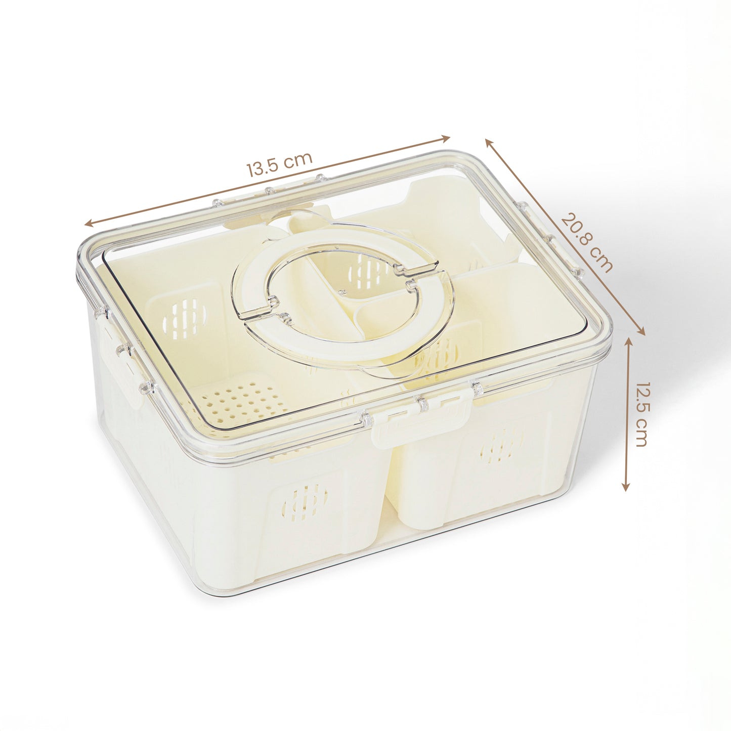 Fruit Storage Box Organizer, Refrigerator Vegetable Fresh Container, Plastic Refrigerator Storage Box with 3 Sections