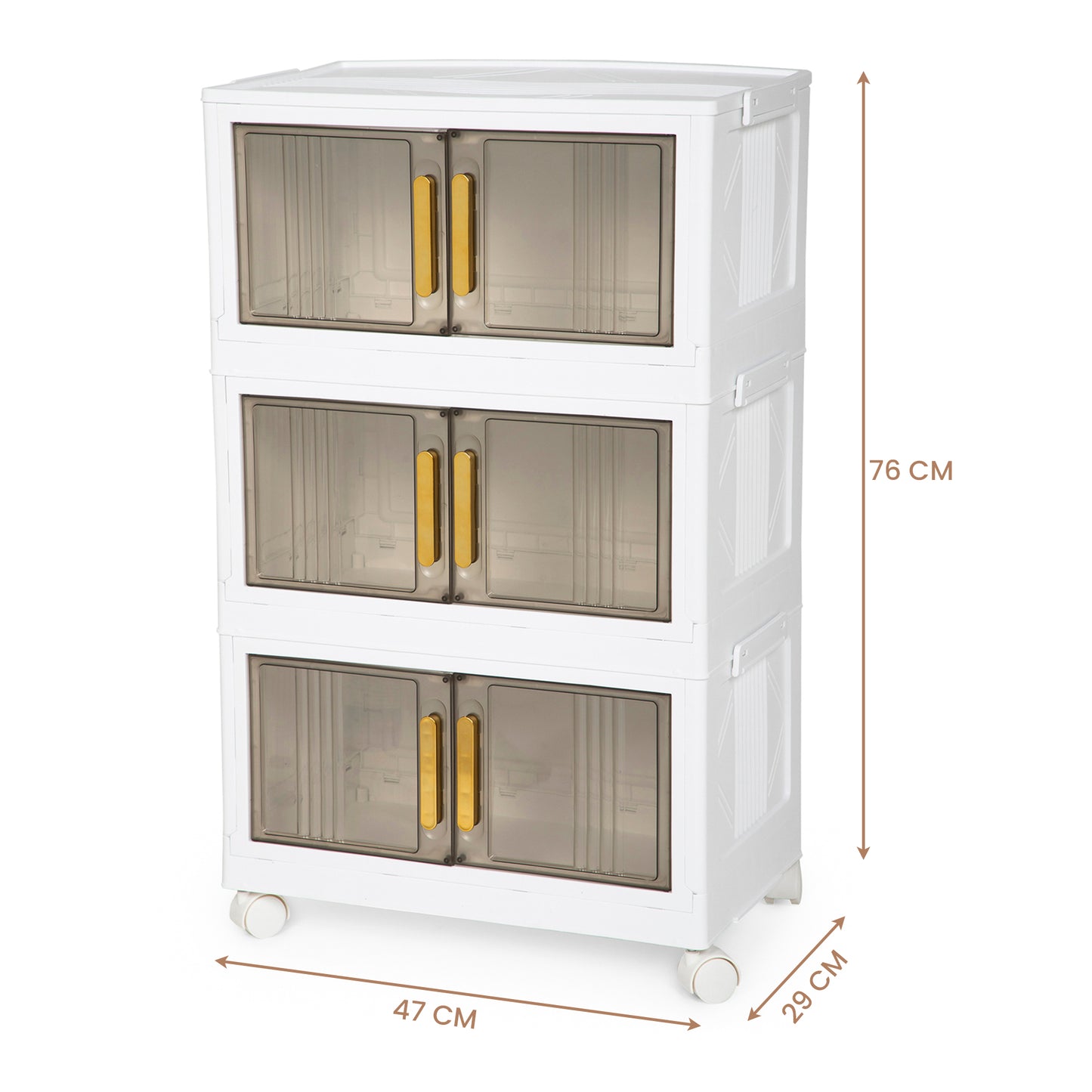 Folding Wardrobe Storage Box – 3 Layer Home Storage and Clothes Organization Solution with Stackable, Collapsible Design, Wheels for Versatile Use in Dorms, Bedrooms, Kitchen, Living