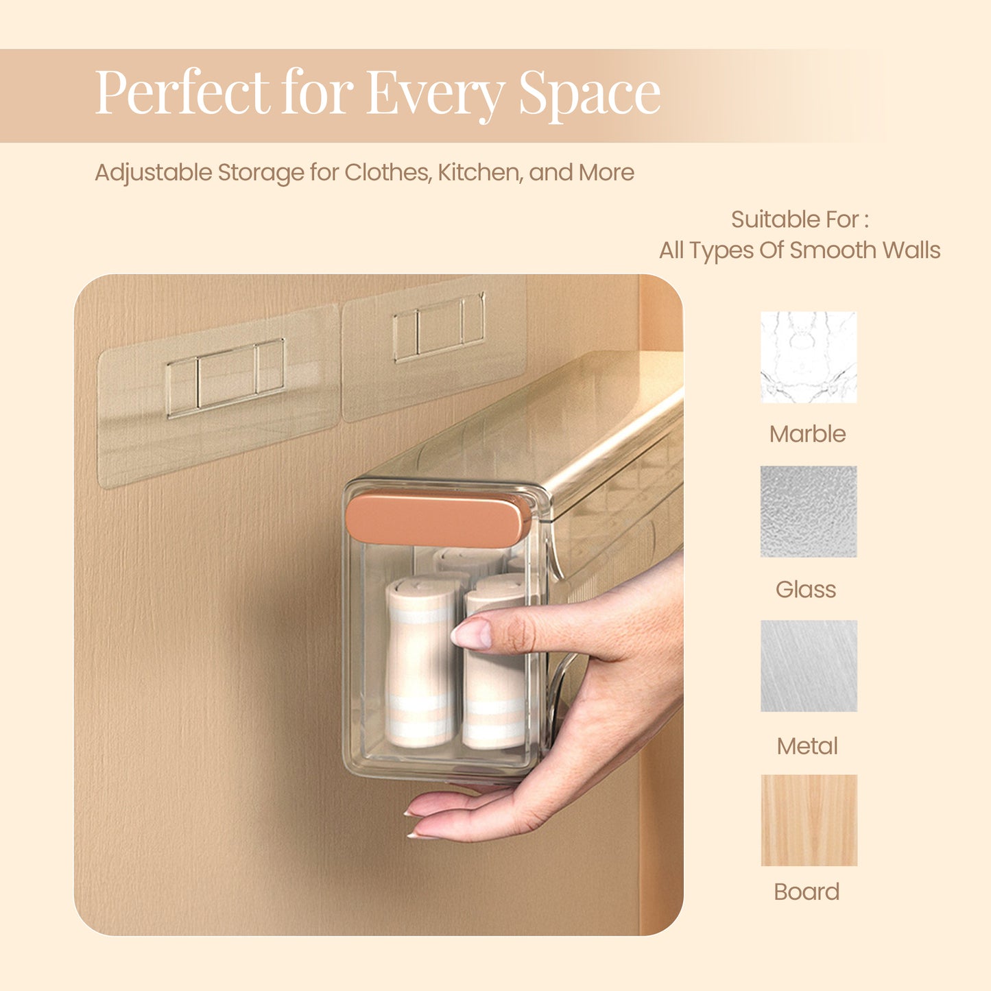 Glass Finish Wall Mount Drawer Organizer β Space-Saving Storage with Adjustable Design for organizing Socks, Briefs, and lingerie to daily-use items like phone chargers and office supplies