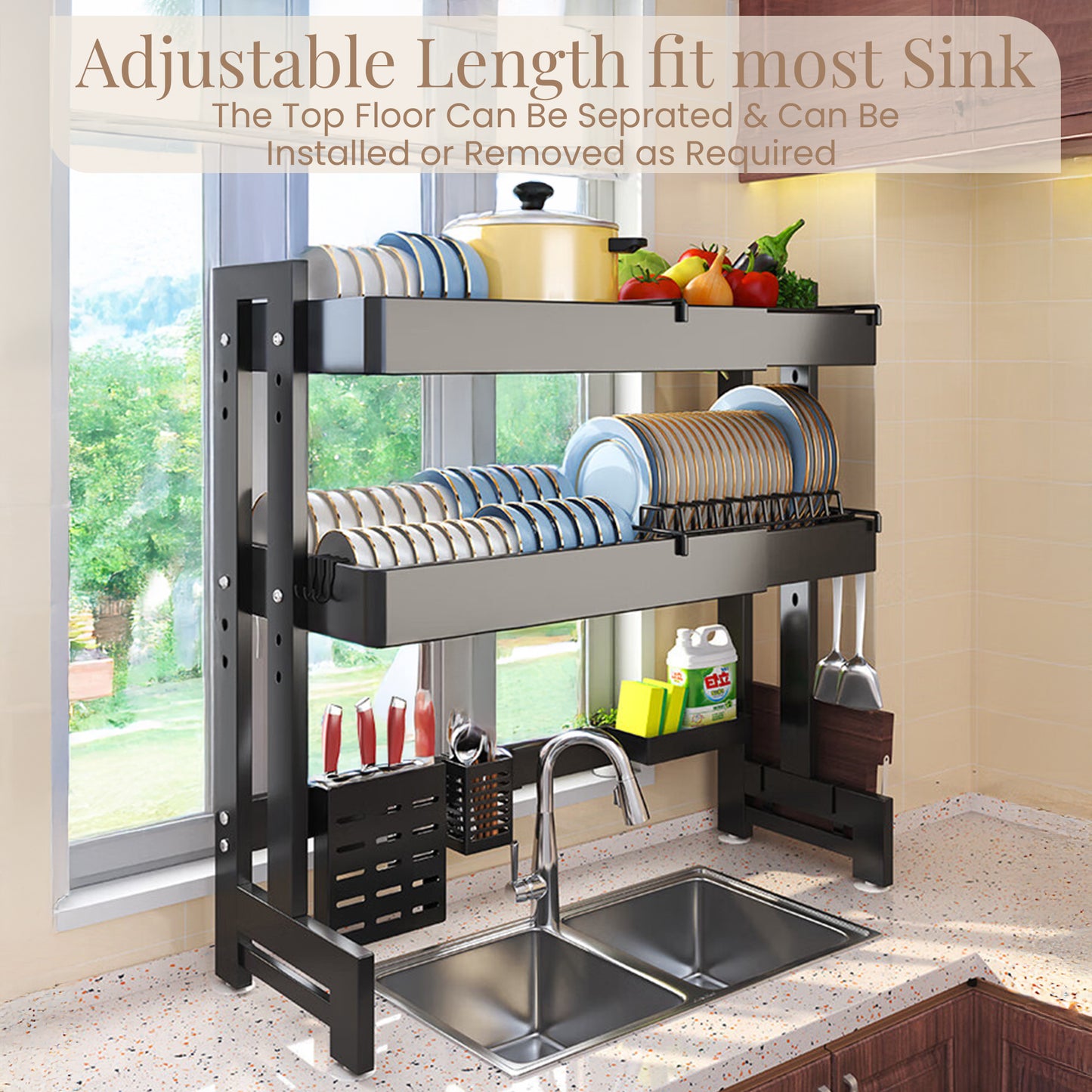 Over Sink Dish Drying Rack, 2-Tier