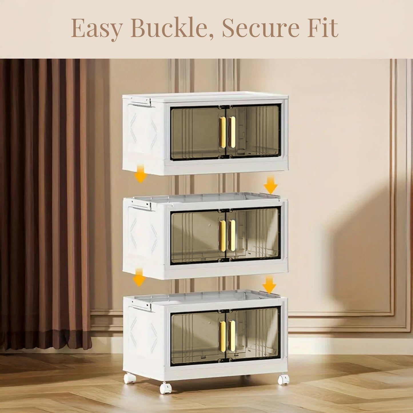 Folding Wardrobe Storage Box – 3 Layer Home Storage and Clothes Organization Solution with Stackable, Collapsible Design, Wheels for Versatile Use in Dorms, Bedrooms, Kitchen, Living