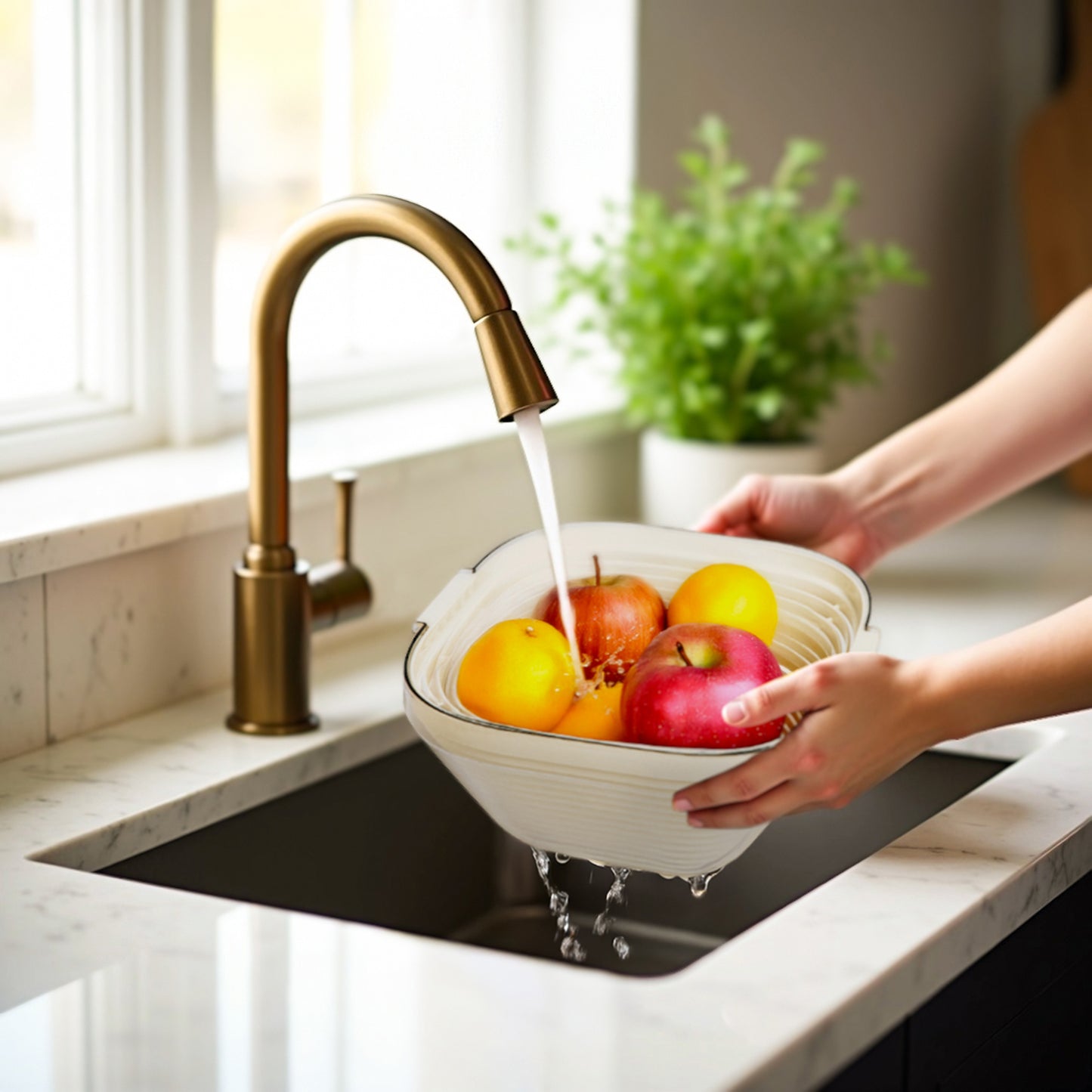 Plastic Kitchen Vegetable Drain Basket, Fruit and Vegetable Multifunctional Strainer