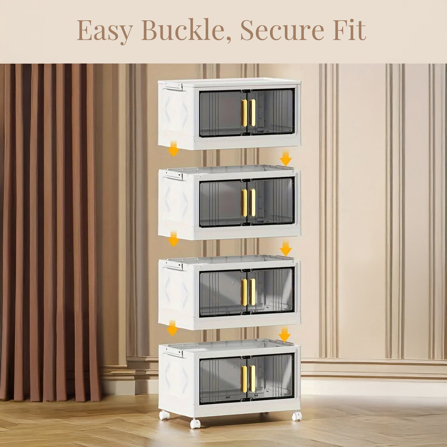 Foldable Wardrobe Stoarge Box– 4 Layer Home Storage and Clothes Organization Solution with Stackable, Collapsible Design, Wheels for Versatile Use in Dorms, Bedrooms, Kitchen, Living