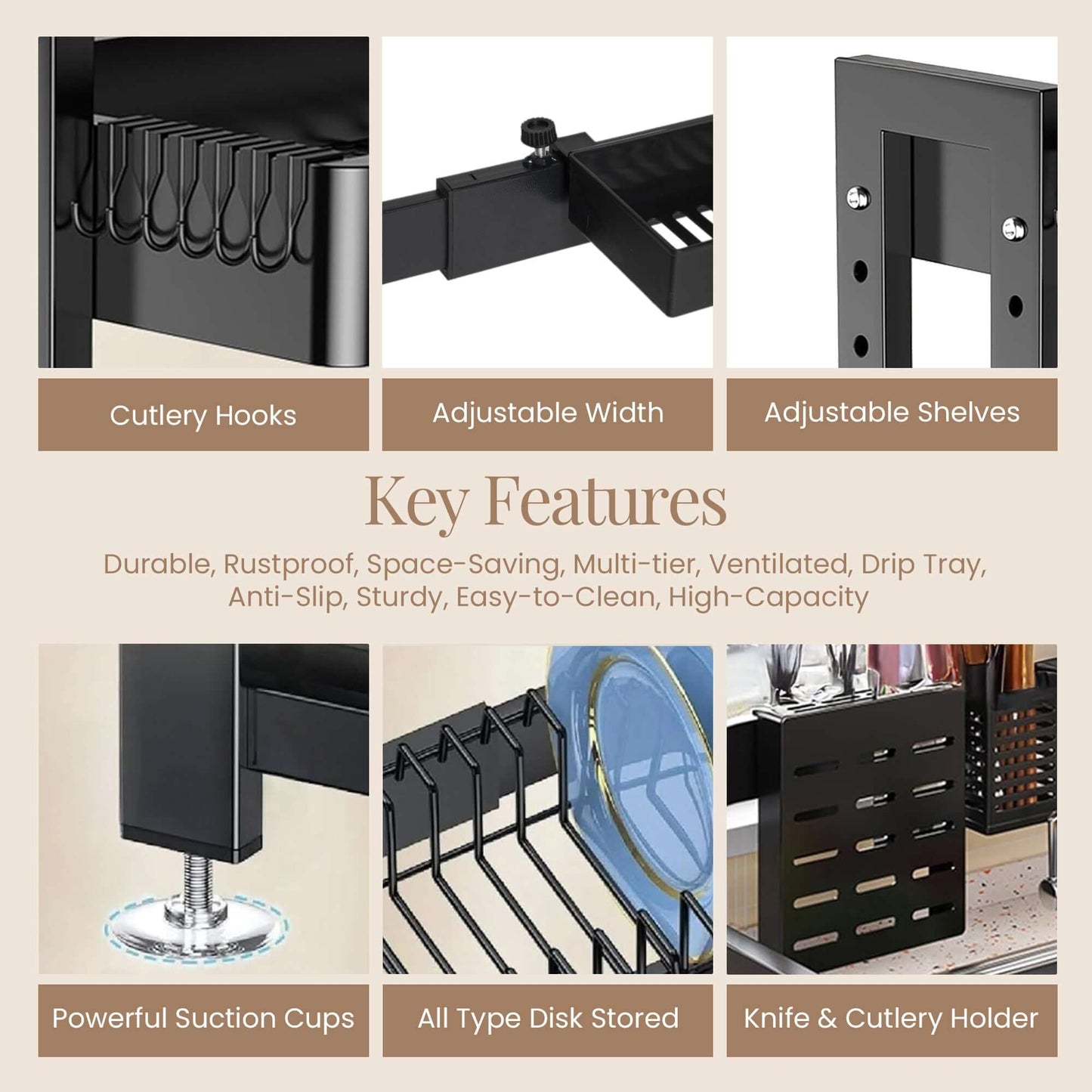 Over Sink Dish Drying Rack, 2-Tier