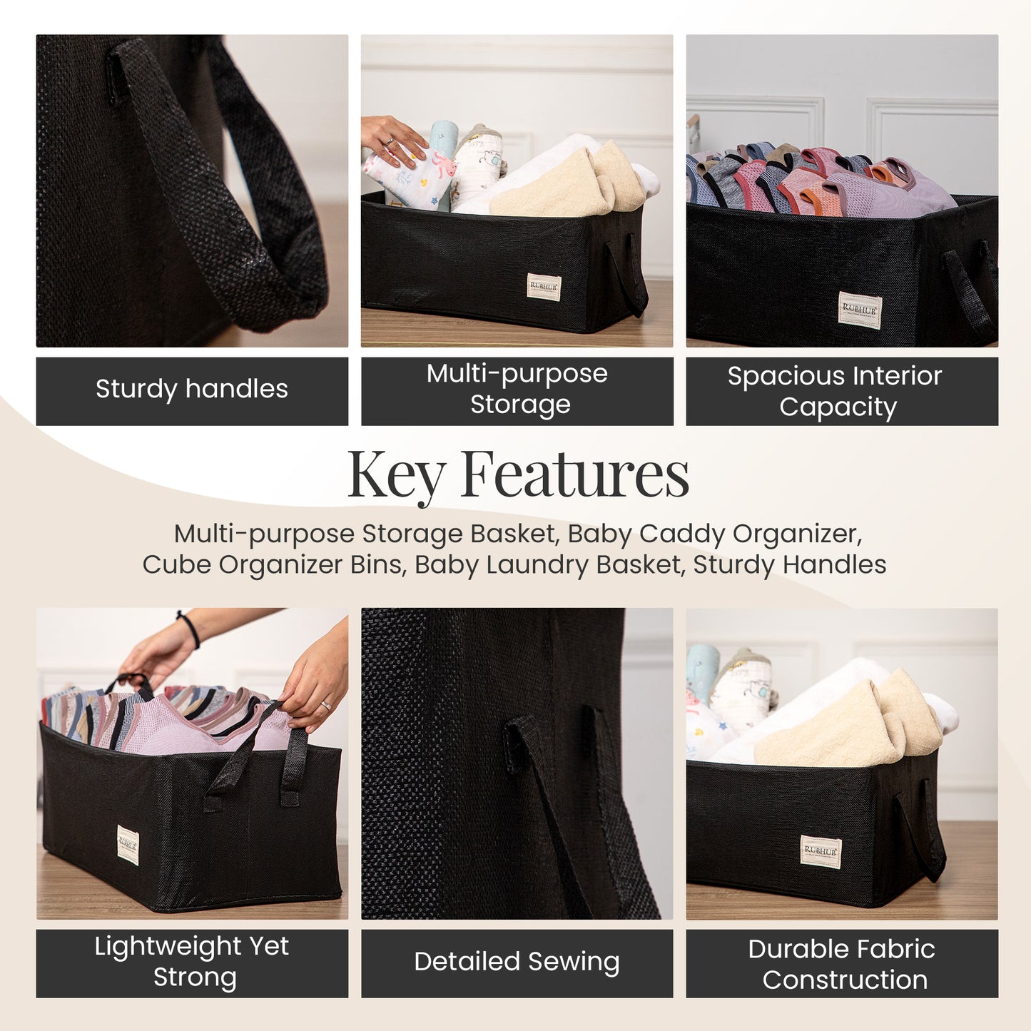 Multipurpose Black Storage Box With Handles