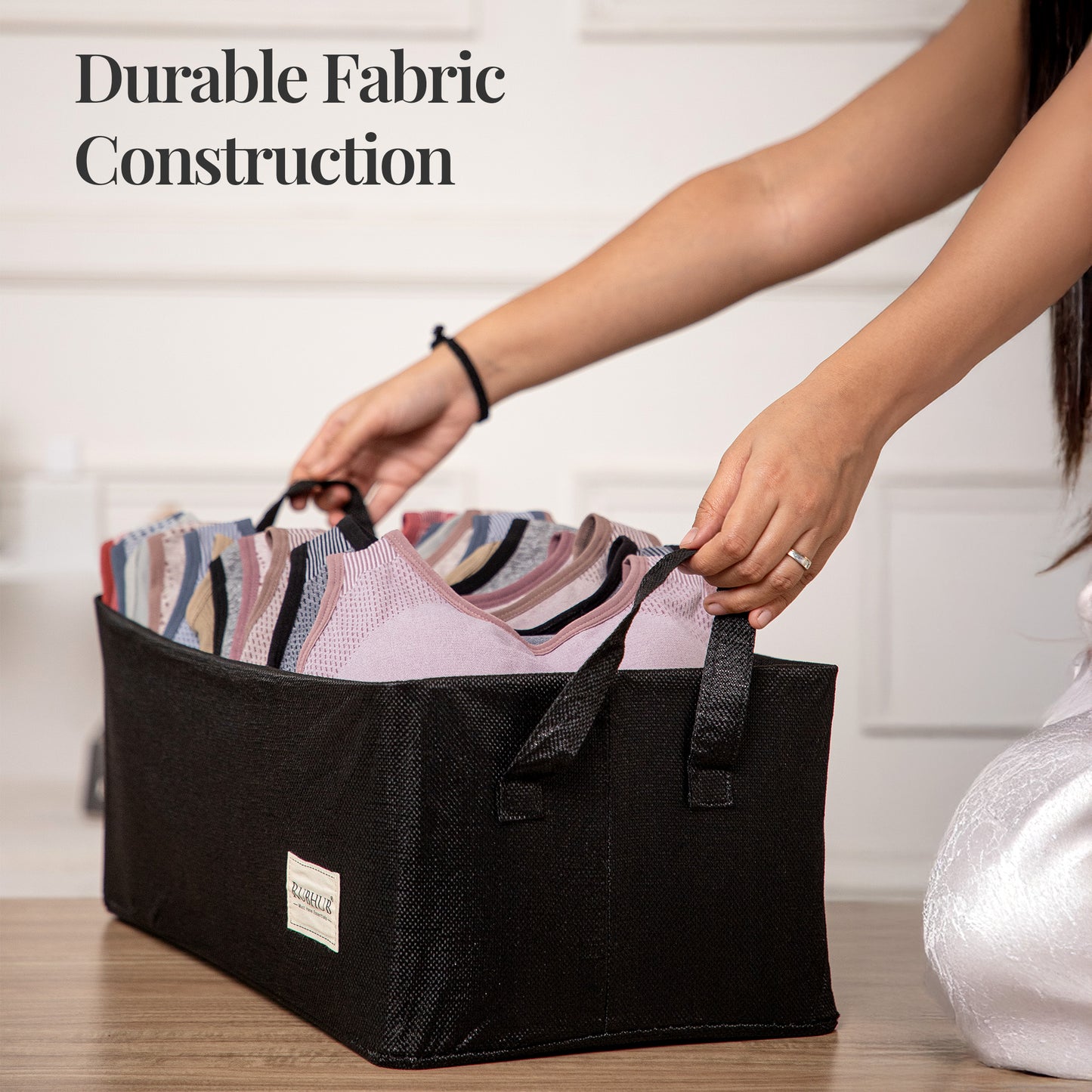 Multipurpose Black Storage Box With Handles