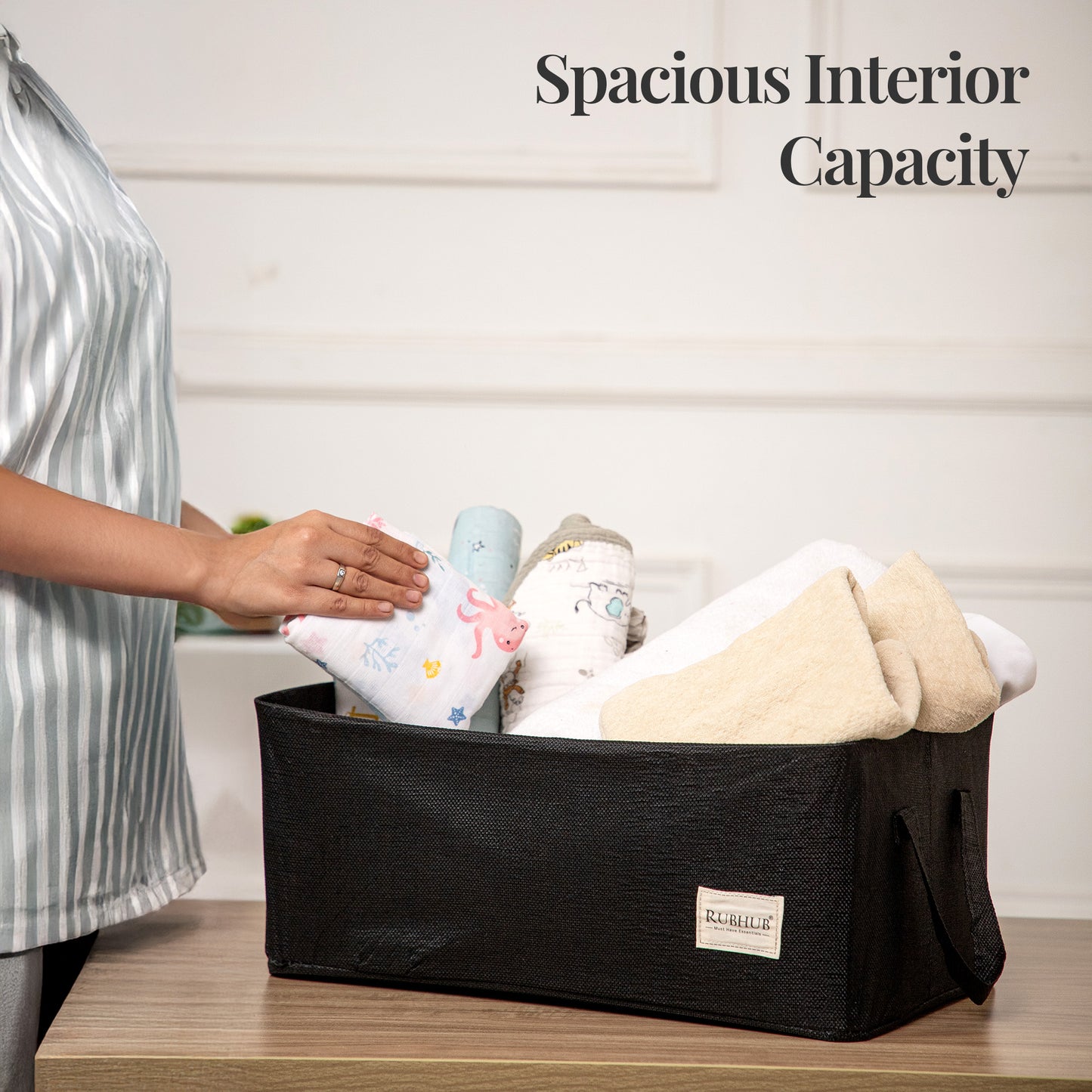 Multipurpose Black Storage Box With Handles