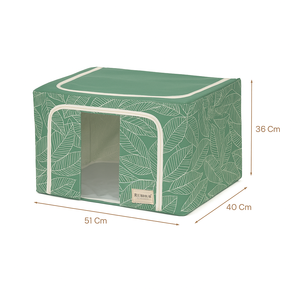 Stackable Green Leaf Cloth Storage Box for Functional Organizer