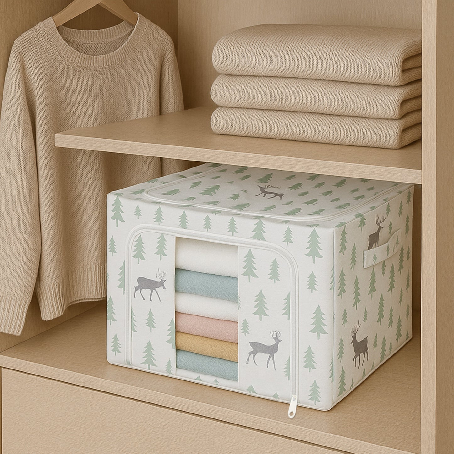 Stackable Forest-Themed Cloth Storage Box
