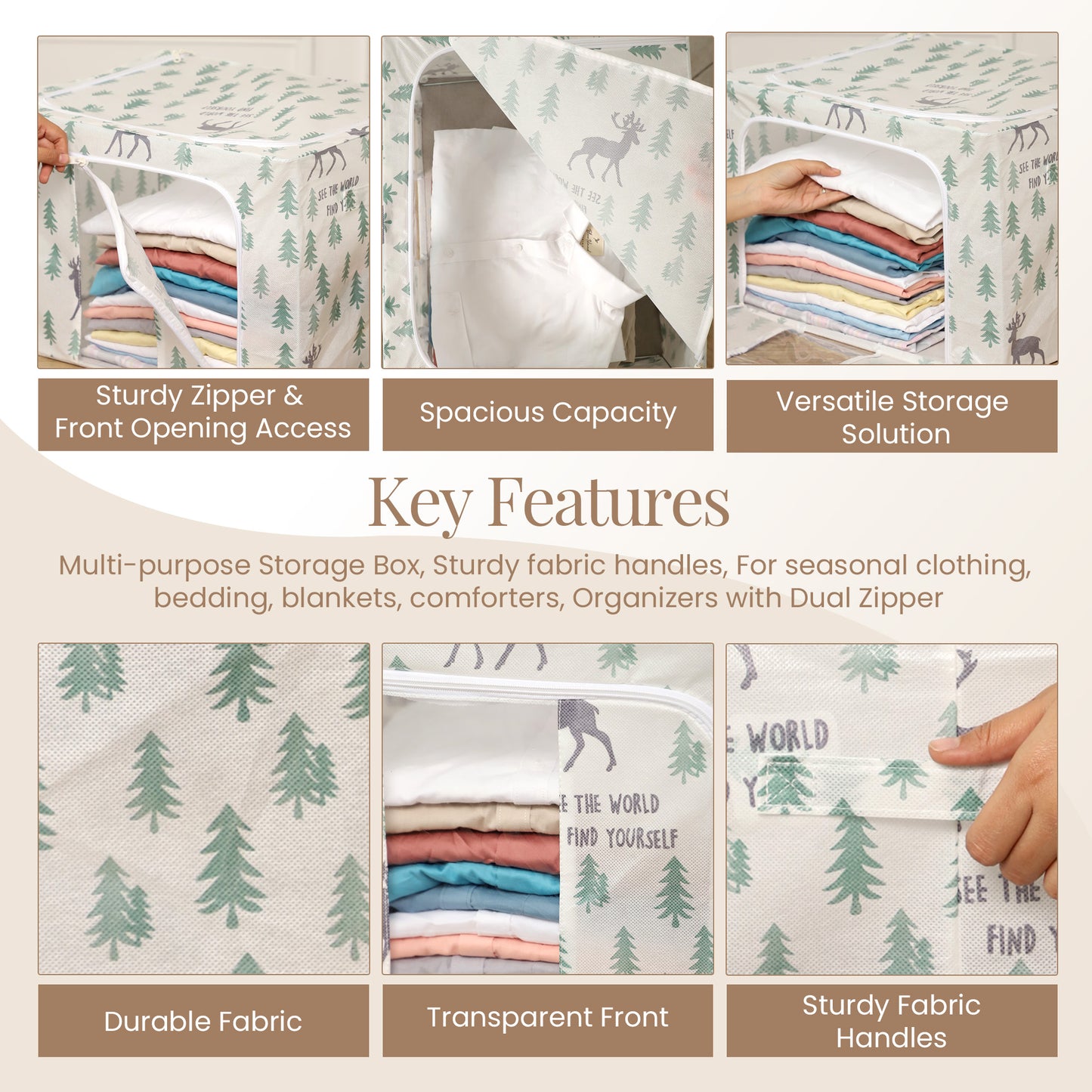 Stackable Forest-Themed Cloth Storage Box