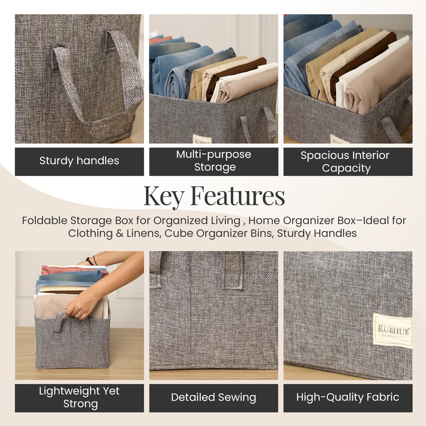 Multipurpose Grey Storage Box With Handles