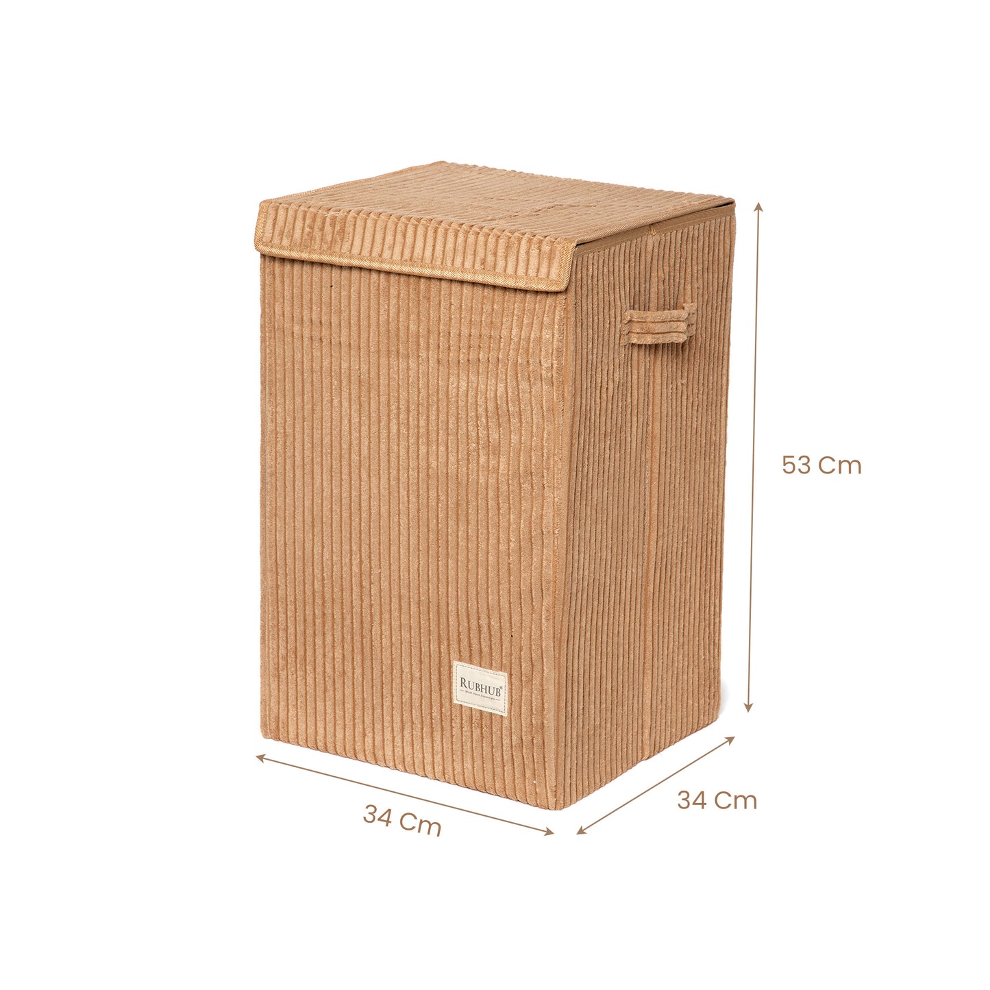 foldable Laundry Basket, with Soft Corduroy Fabric- Brown