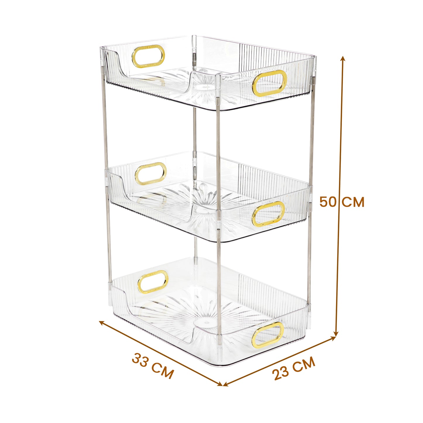 RUBHUB Transparent 3-Layer Bathroom/Kitchen/Dressing Table Countertop Organizer – Versatile Storage with a Premium Glass Finish