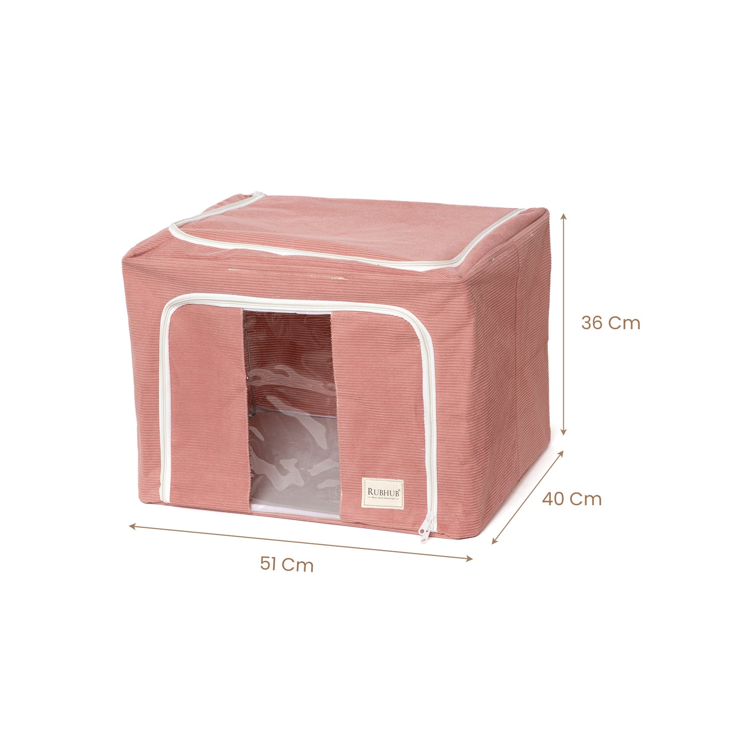 Stackable Couduroy Fabric Cloth Storage Box- Pink