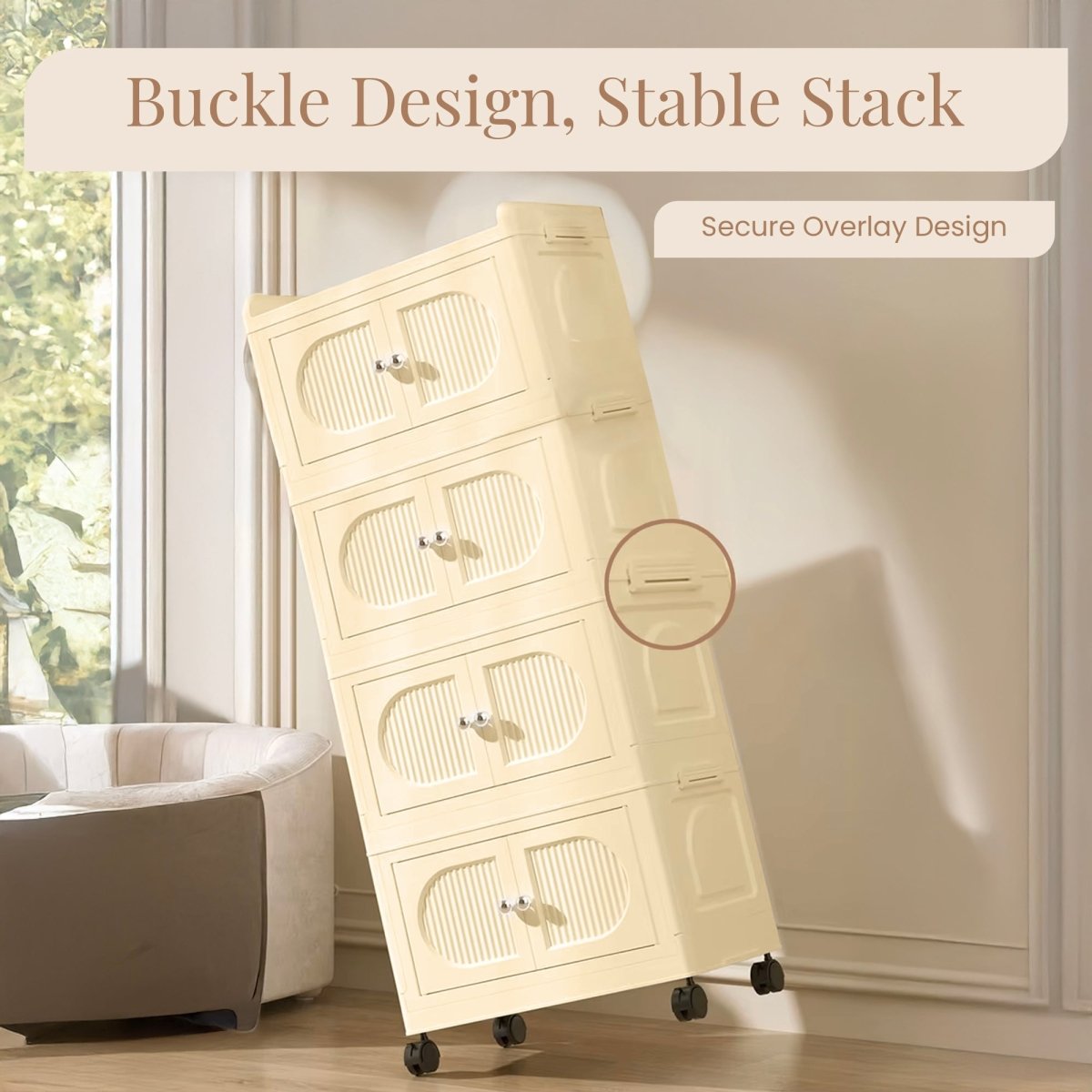 Collapsible 4 - layer Storage Cabinet with magnetic doors - RUBHUB