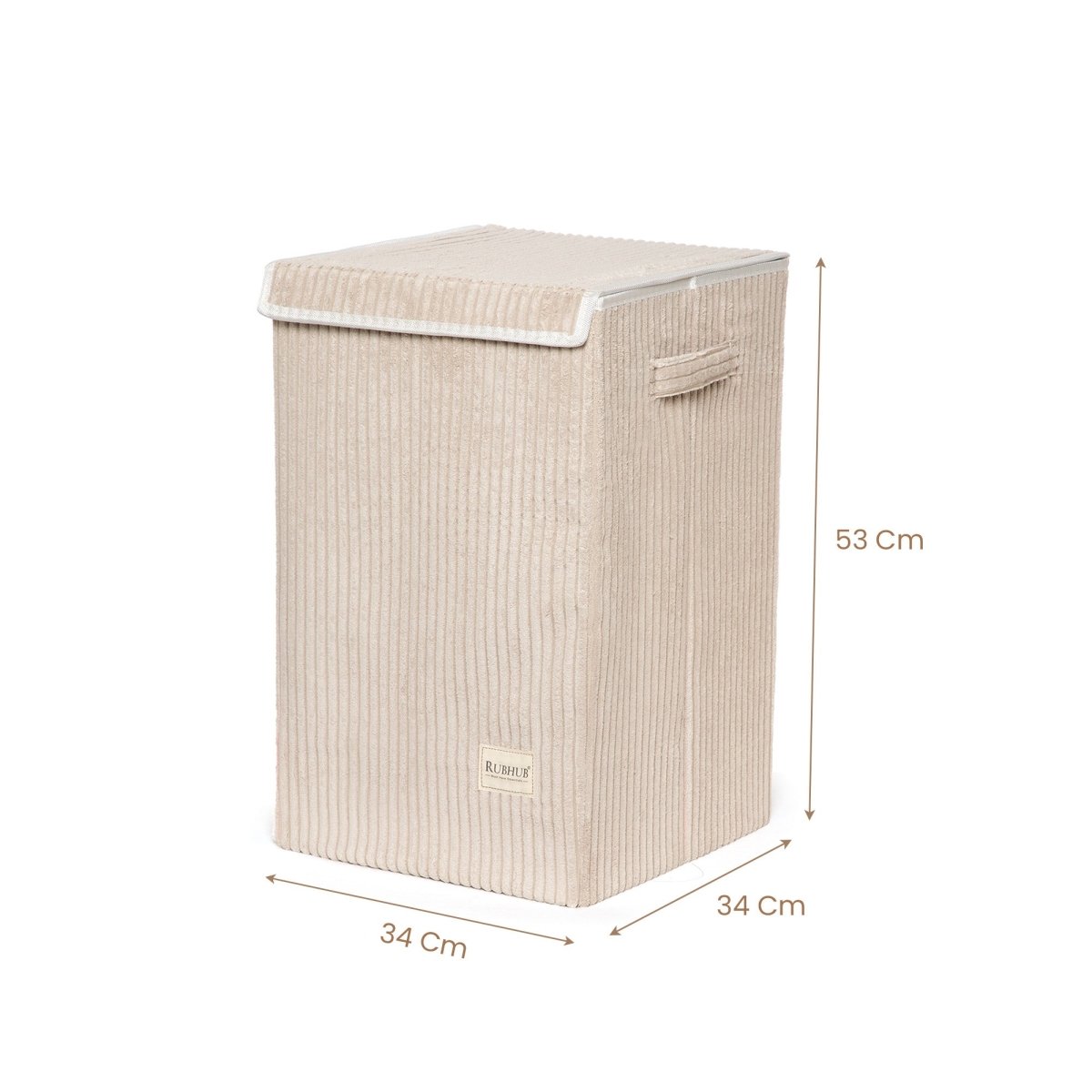foldable Laundry Basket, with Soft Corduroy Fabric - Brown - RUBHUB