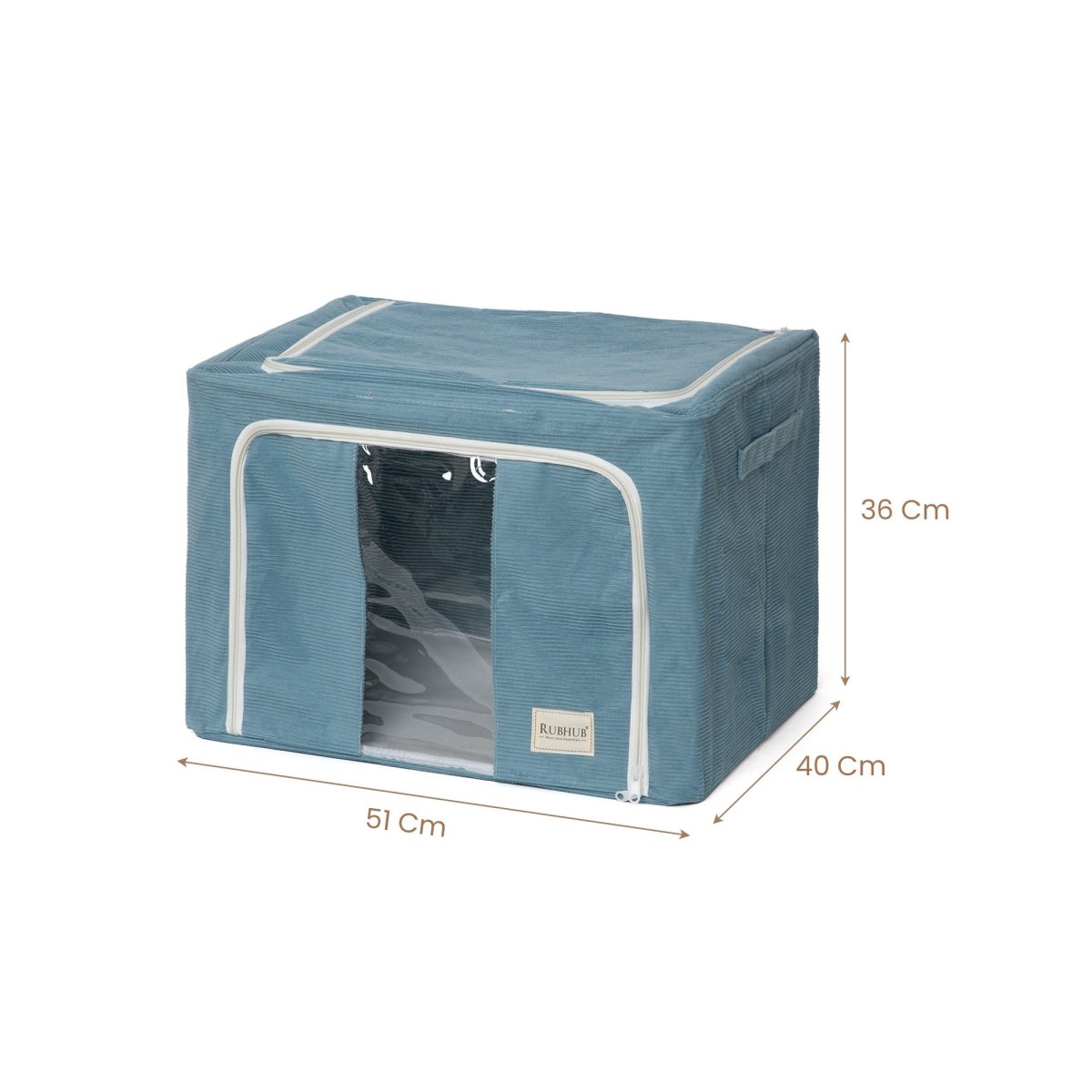 Stackable Couduroy Fabric Cloth Storage Box - Blue - RUBHUB