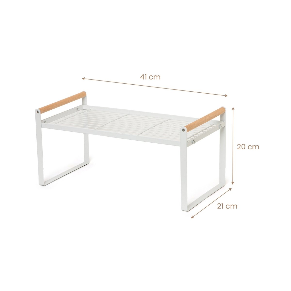 1 - Tier Metal Organizer with Bamboo Handles - White - RUBHUB