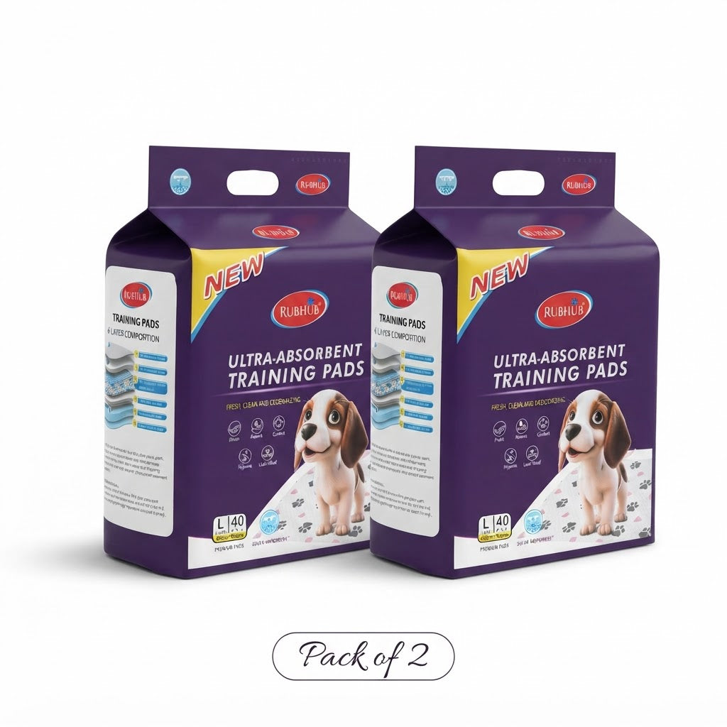 Combo Pack of 2 Pet Training Pads - 40 in each, Mess-Free & Moisture-Locking