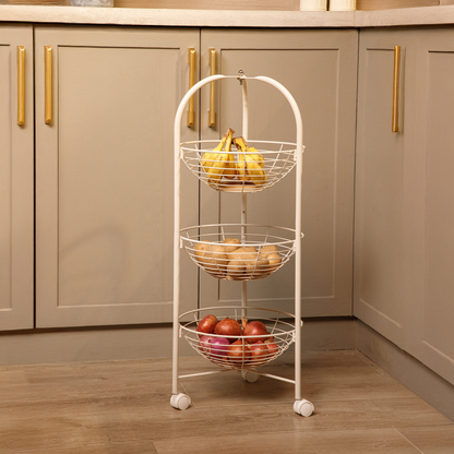 3-Layer Kitchen Trolley with Wooden Accents