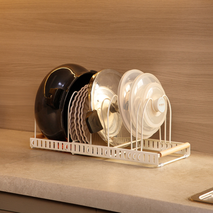 Expandable Pan and Lid Organizer Rack