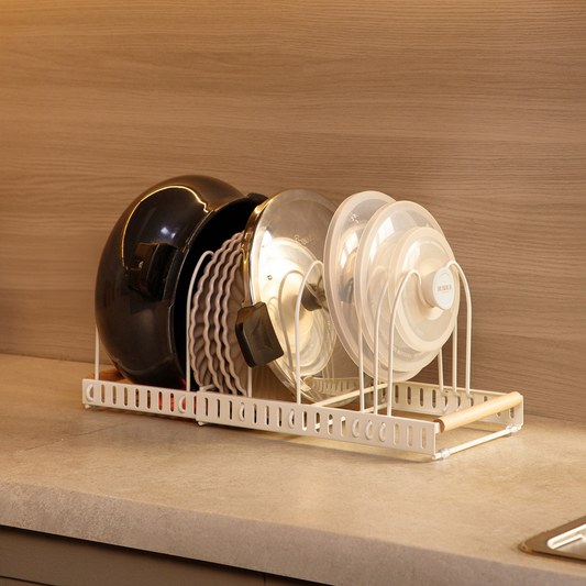 Expandable Pan and Lid Organizer Rack