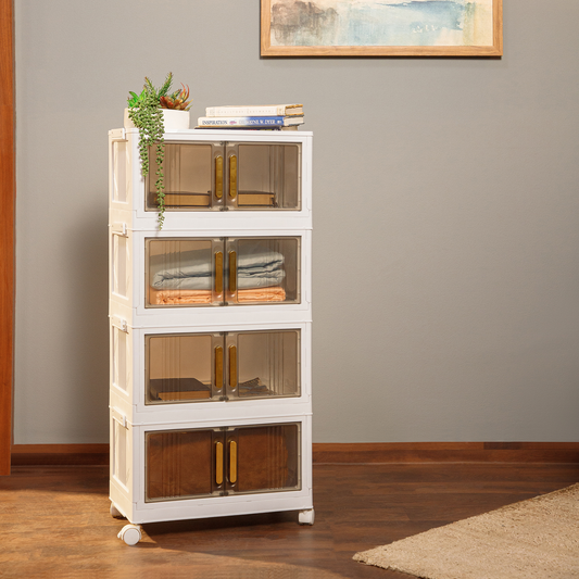 Stackable 4-layer Transparent Storage Cabinet