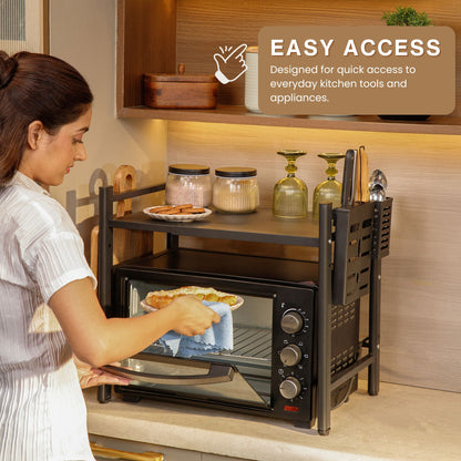 2-Tier Expandable Microwave Oven Rack, With Hooks.
