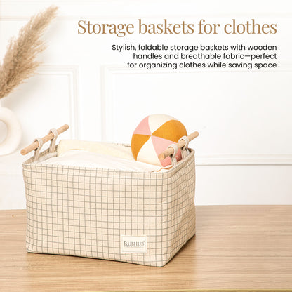 Canvas Cloth Storage Box with Wooden Handles