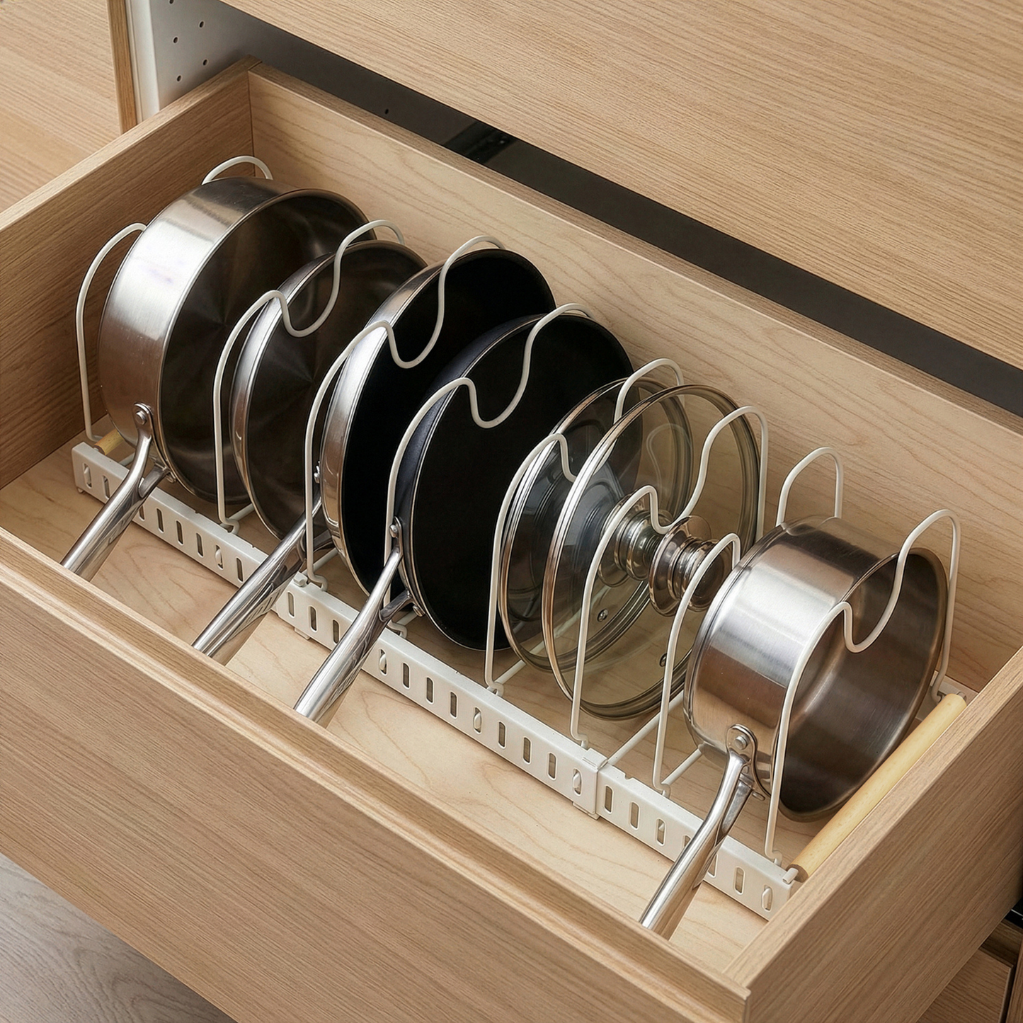 Expandable Pan and Lid Organizer Rack
