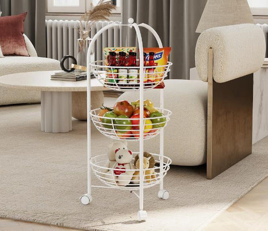 3 - Layer Kitchen Trolley with Wooden Accents - RUBHUB