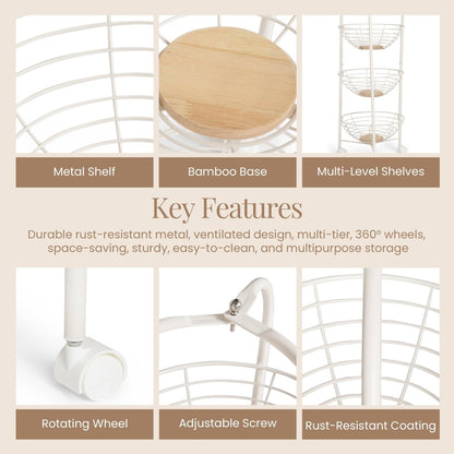 3 - Layer Kitchen Trolley with Wooden Accents - RUBHUB