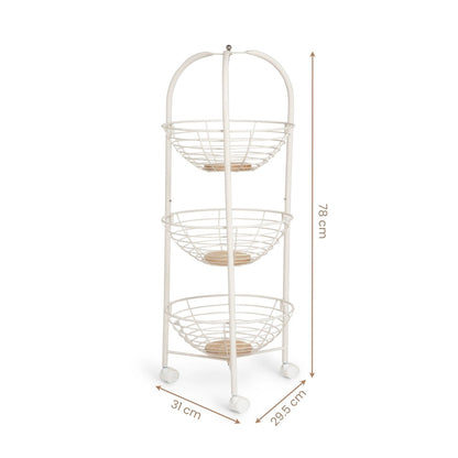 3 - Layer Kitchen Trolley with Wooden Accents - RUBHUB