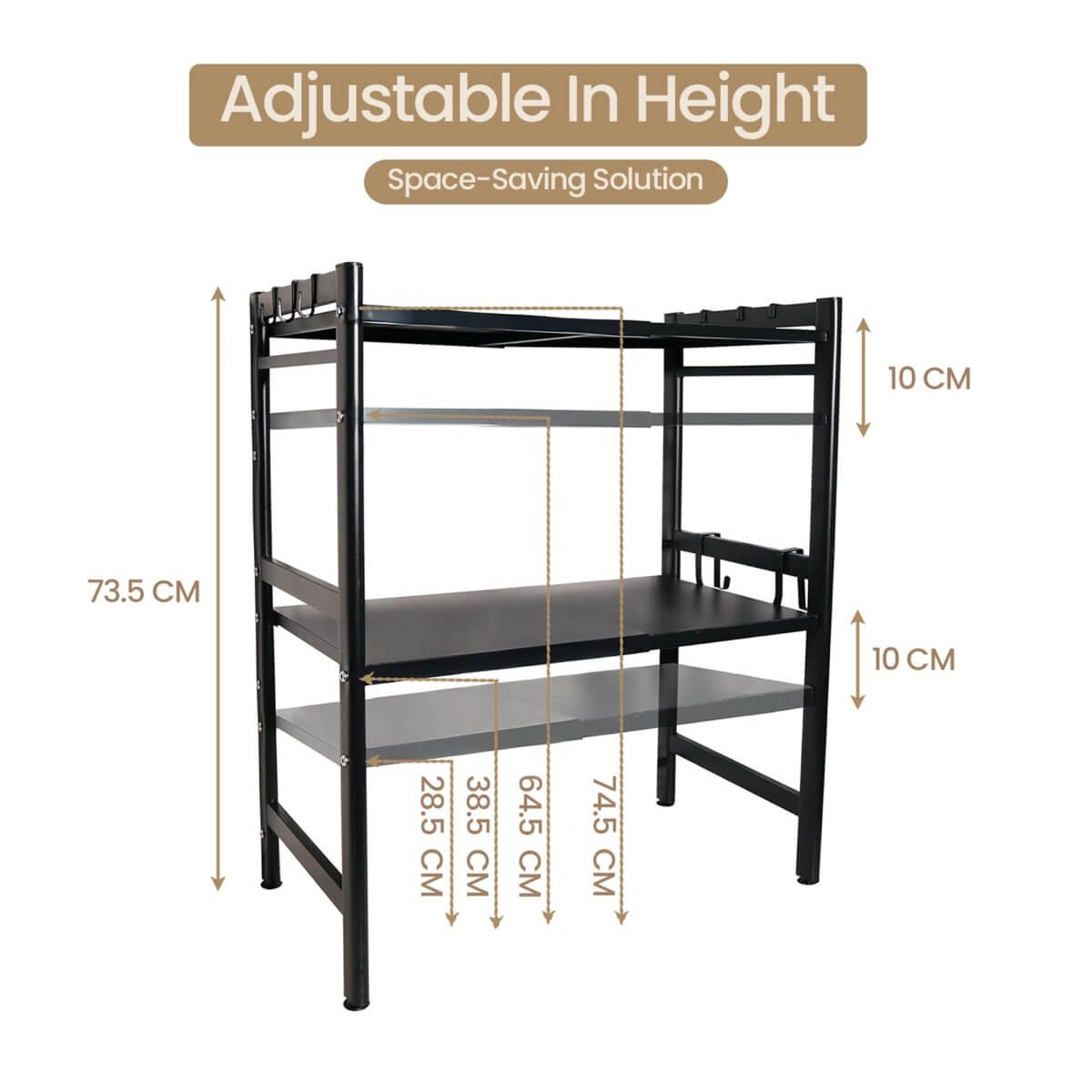 3 - Tier Expandable Microwave Oven Rack, With Hooks. - RUBHUB