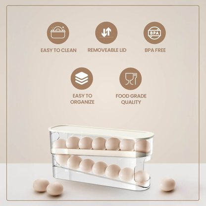 Auto Rolling Egg Dispenser Organizer- 12 Eggs Holder