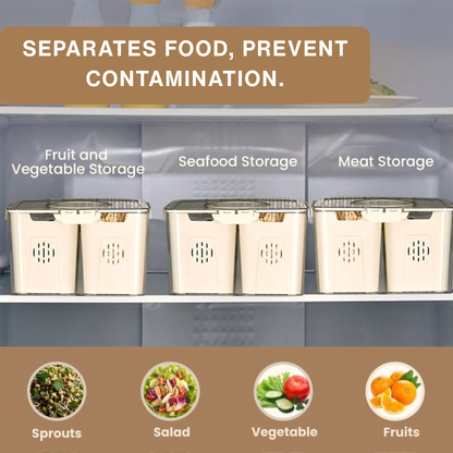 Fridge Container Storage Box with 3 Separate Sections