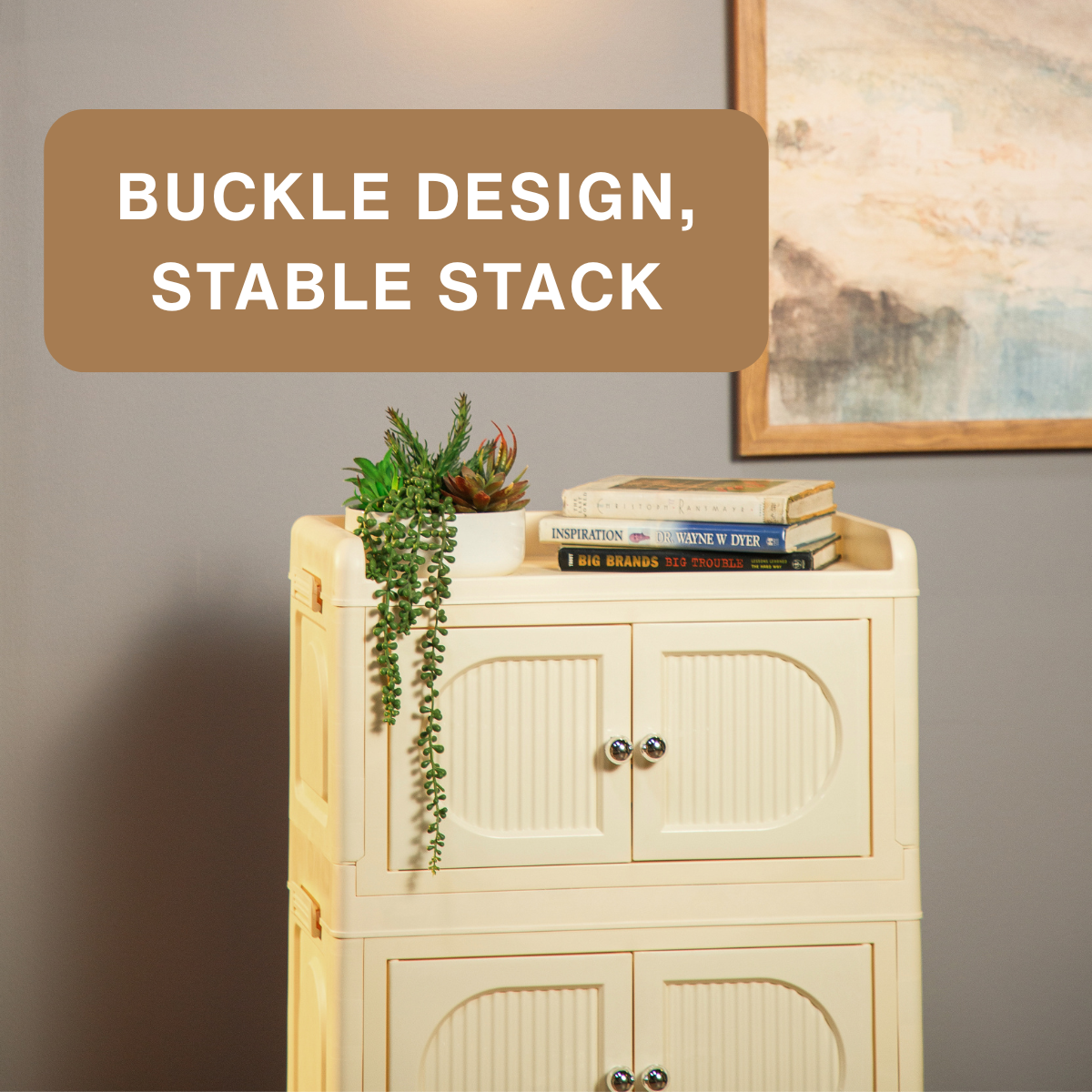 Collapsible 4- layer Storage Cabinet with magnetic doors