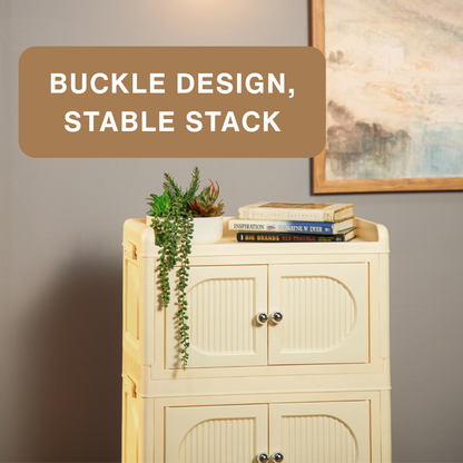 Collapsible 4- layer Storage Cabinet with magnetic doors