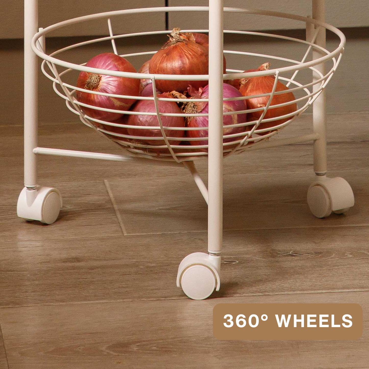3-Layer Kitchen Trolley with Wooden Accents