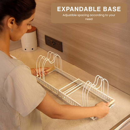 Expandable Pan and Lid Organizer Rack