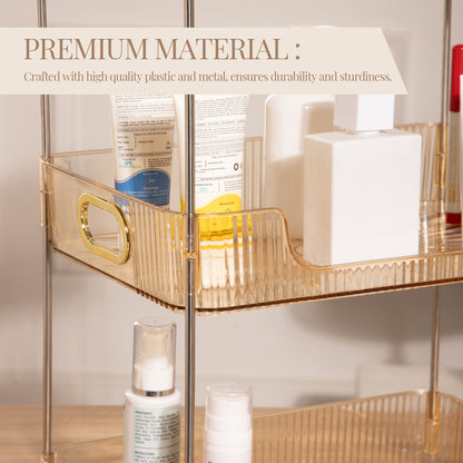 RUBHUB Transparent 3-Layer Bathroom/Kitchen/Dressing Table Countertop Organizer – Versatile Storage with a Premium Glass Finish