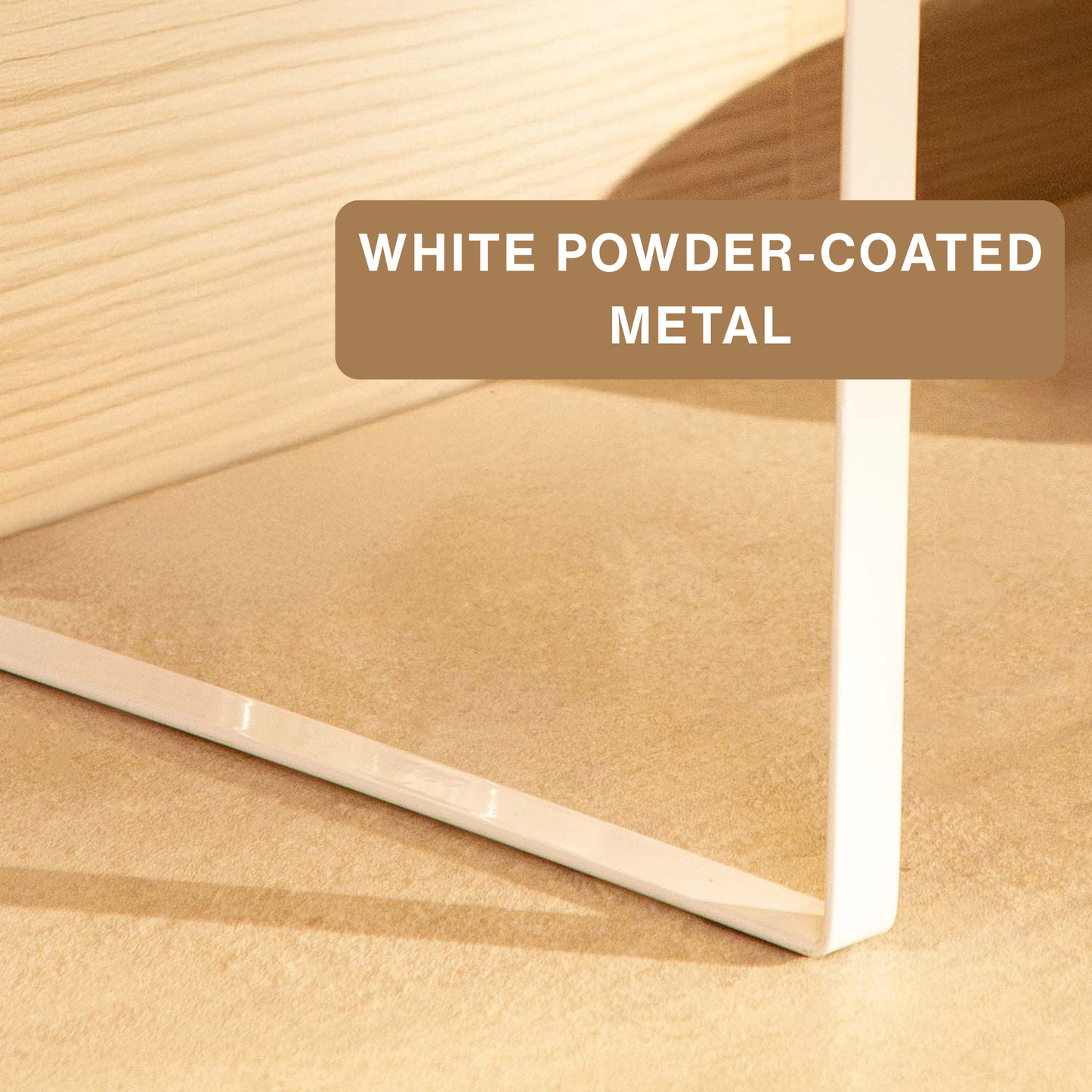 1-Tier Metal Organizer with Bamboo Handles- White