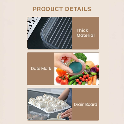 Air-Tight Fridge Container with Drain Tray & Marker - Small
