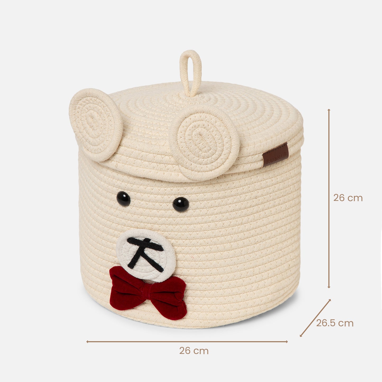 Bear-Shaped Rope Storage Basket with Lid – Cute, Soft, Functional
