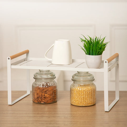 Metal Organizer with Bamboo Handles – Sleek & Space-Saving - 1 Tier