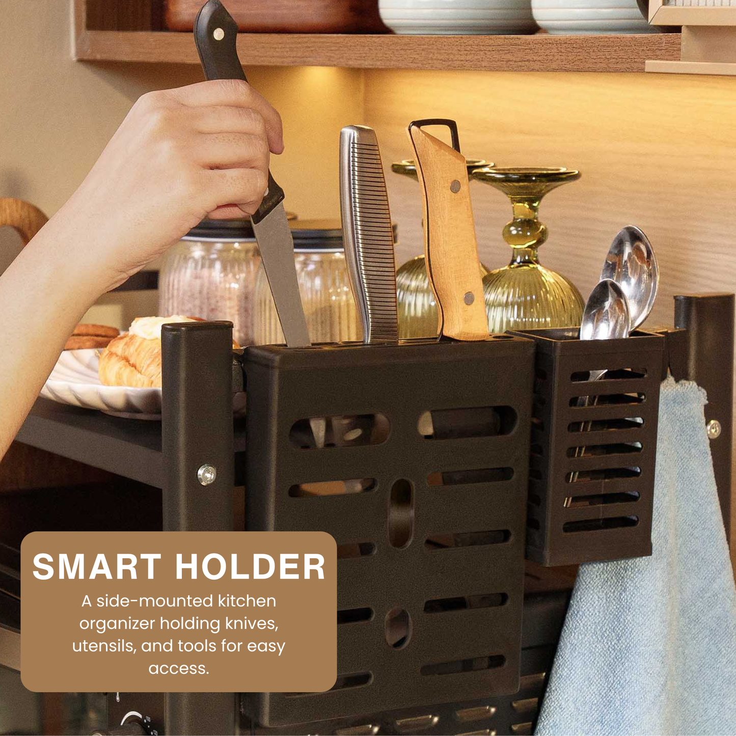 2-Tier Expandable Microwave Oven Rack, With Hooks.